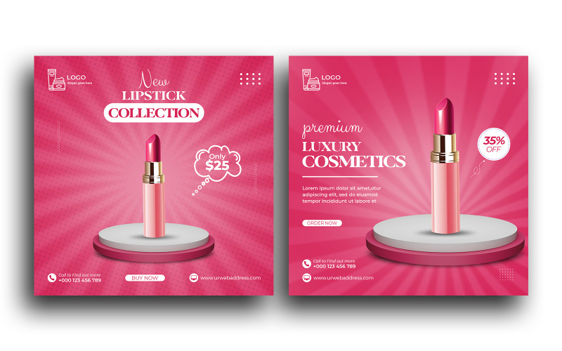 Cosmetici prodotti di bellezza vendita instagram post modello di banner post sui social media