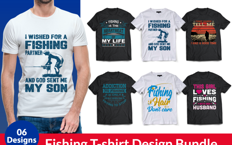 Paquete de diseño de camiseta de pesca