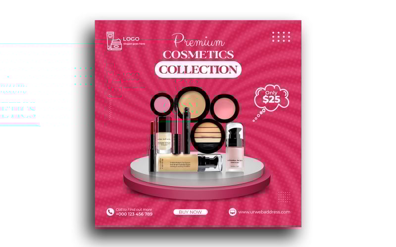 Plantilla de publicación de instagram de publicación en redes sociales de venta de productos de belleza cosmética