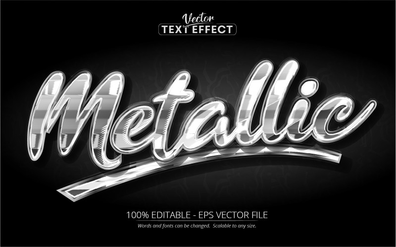 Metallic - redigerbar texteffekt, svart metall och silvertextstil, grafikillustration