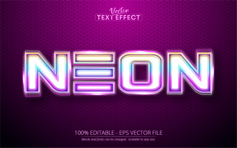 Neon - Bearbeitbarer Texteffekt, Neon leuchtender bunter Textstil, Grafikillustration