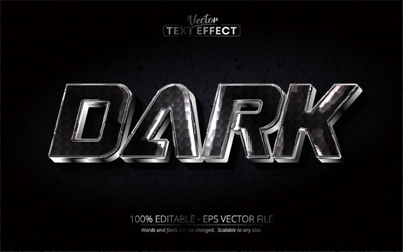 Dark - Editable Text Effect, Black Metal And Silver Text Style, Graphics Illustration