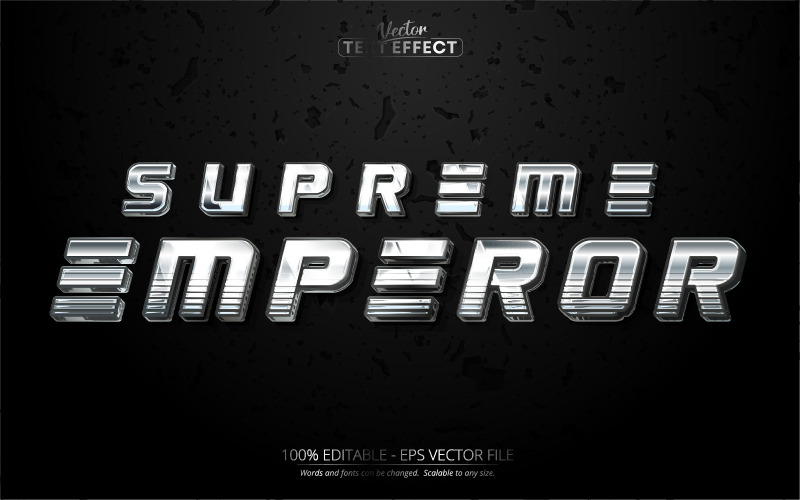 Supreme Emperor - bewerkbaar teksteffect, tekststijl in zwart metaal en zilver, grafische illustratie