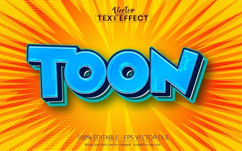 Toon - redigerbar texteffekt, orange och blå komisk textstil, grafikillustration