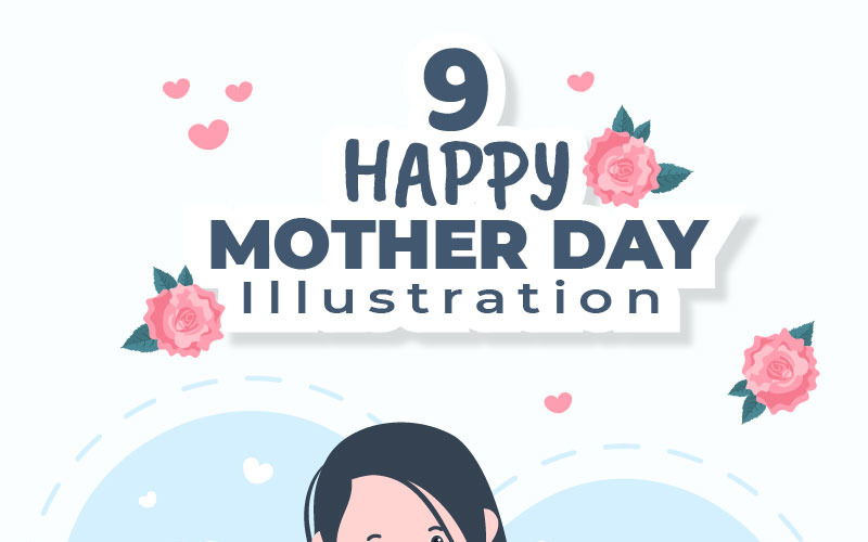 9 Happy Mother Day V2 platte ontwerpillustratie