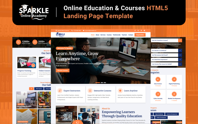 Sparkle – HTML5-Landingpage-Vorlage für Online-Bildung und -Kurse