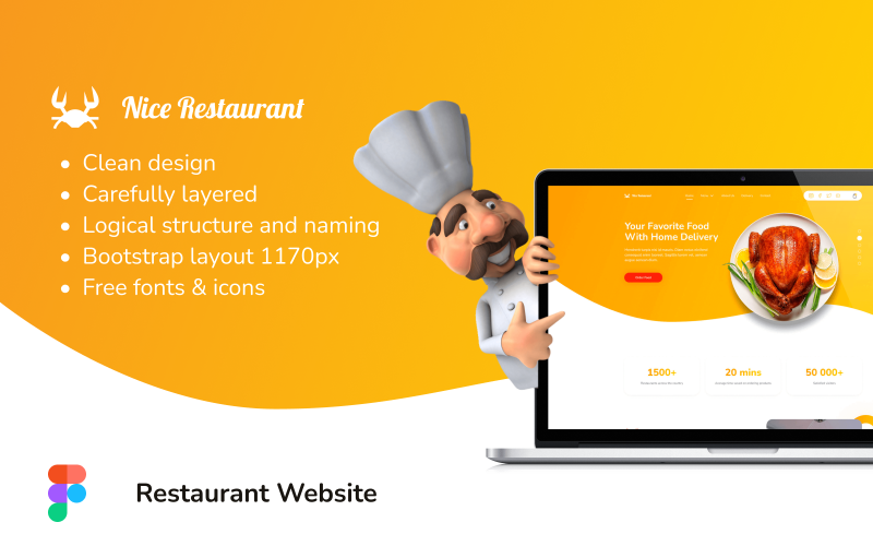 Modèle de conception gratuit Éléments d'interface utilisateur de Nice Restaurant