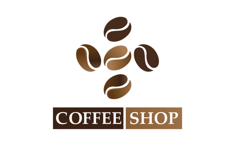Logotipo e símbolo do grão de café V27