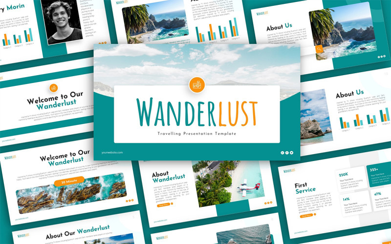 Modello PowerPoint multiuso per presentazione itinerante Wanderlust