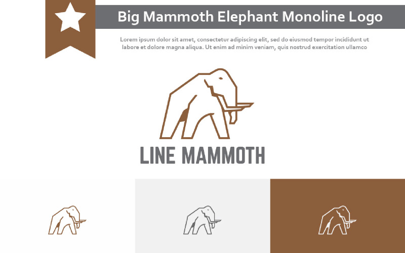 Big Mammoth Elephant Ice Age Ancient Animal Monoline Logo