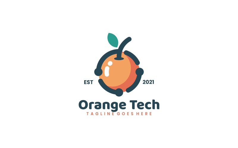 橙色科技简单吉祥物标志