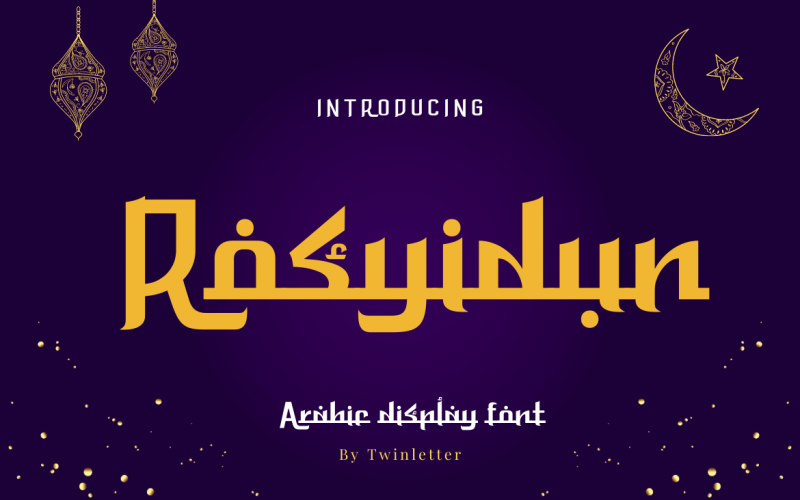 Rosyidun é uma fonte de exibição árabe autêntica e geométrica