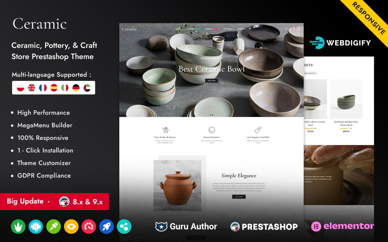 Seramik - Seramik, Çömlekçilik ve El Sanatları Çok Amaçlı Duyarlı Prestashop Teması