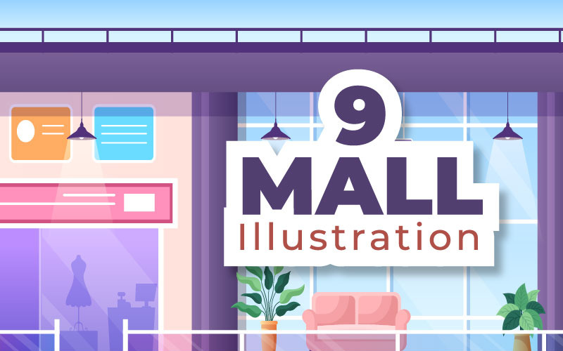 9 Illustration moderne du centre commercial