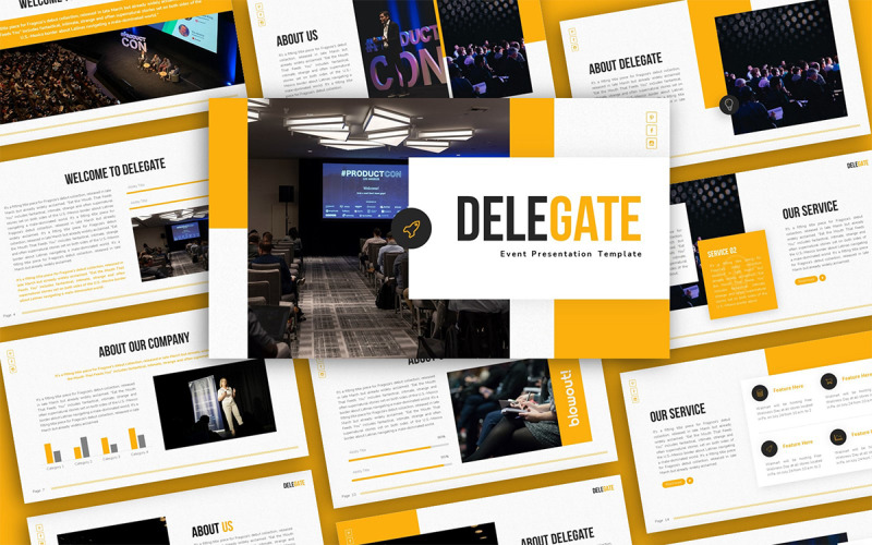 Modèle PowerPoint de présentation polyvalente de l'événement délégué