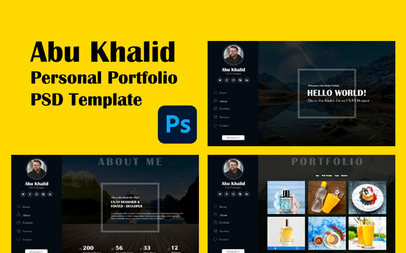 AbuKhalid - Plantilla PSD para Portafolio Personal