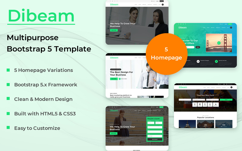 Dibeam - Multipurpose Bootstrap 5 HTML-mall