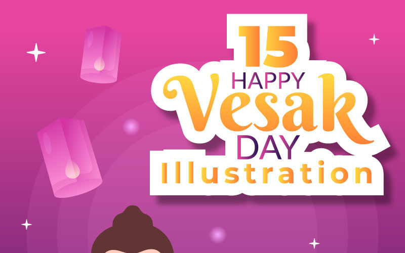 15 Illustrazione del fumetto di celebrazione del giorno di Vesak