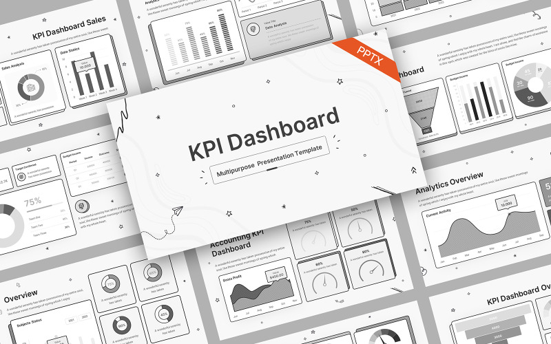 KPI Dashboard Doodle 2 PowerPoint-mall