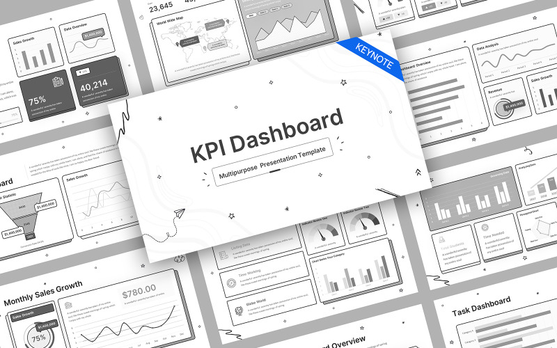 KPI-dashboard Doodle Keynote-sjabloon
