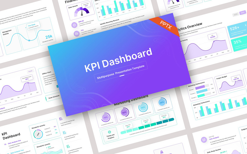 KPI Dashboard Gradient PowerPoint sablon