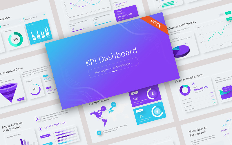 KPI Dashboard Neumorph 2 PowerPoint Şablonu