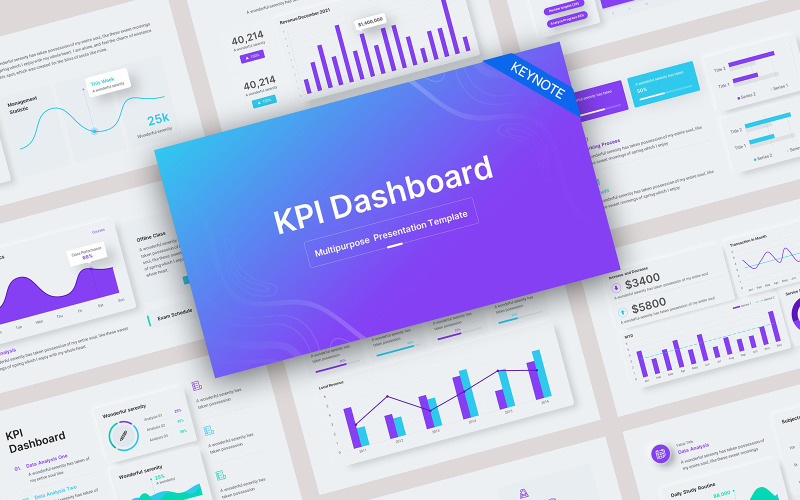 KPI Dashboard Neumorph Keynote sablon