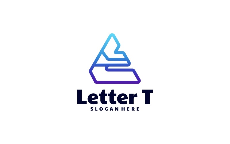 Letter T Line Art Gradient Logo