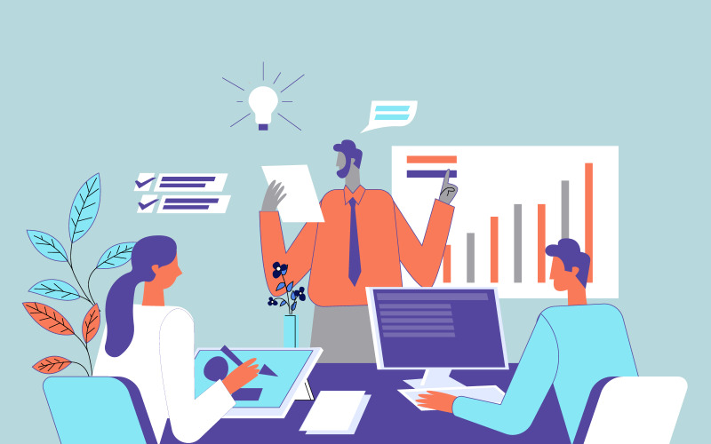 Офіс співробітників командної роботи ілюстрація концепція вектор