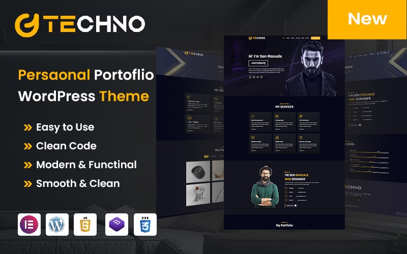 Techno 个人作品集 WordPress 主题