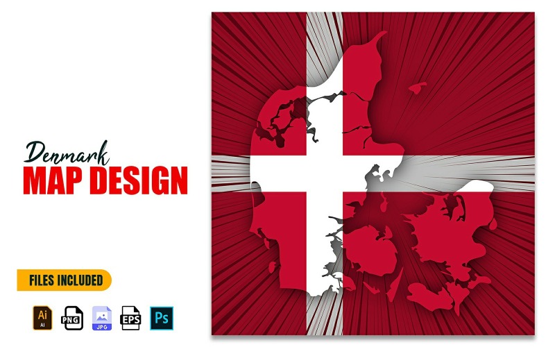 Ilustración de diseño de mapa del día nacional de Dinamarca