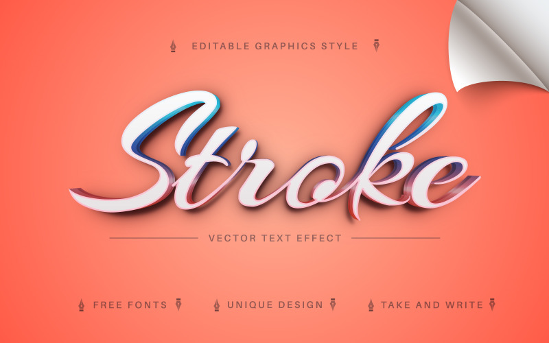 Beauty Stroke - redigerbar texteffekt, teckensnittsstil, grafikillustration