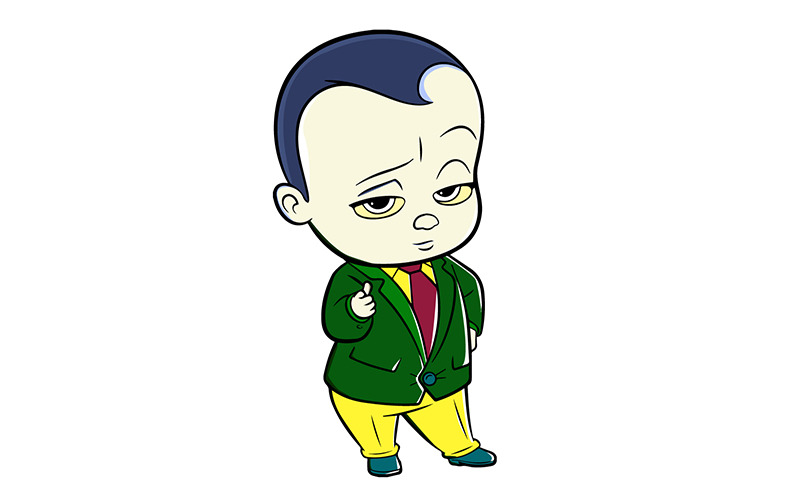 bebé, jefe, vector, caricatura, ilustración