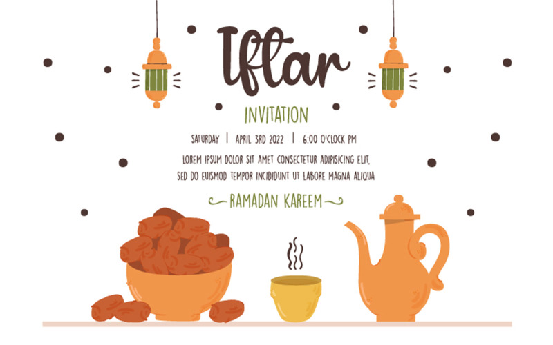 Iftar Einladung Ramadan Kareem Konzept Illustration