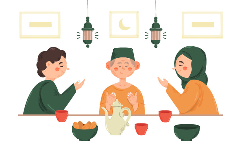 Illustrazione islamica della cena Iftar