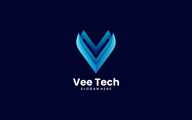 Buchstabe V Tech Gradient Logo