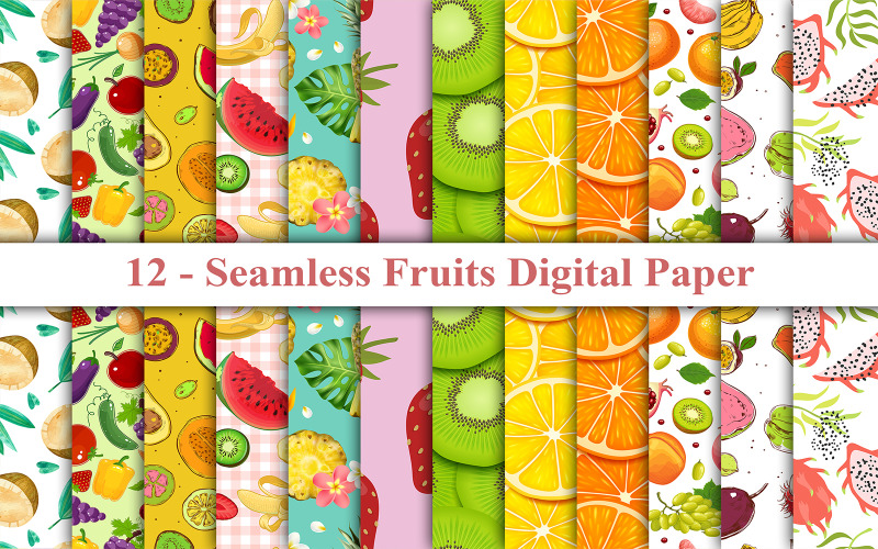 Fruits Seamless Digital Paper, Fruits Background