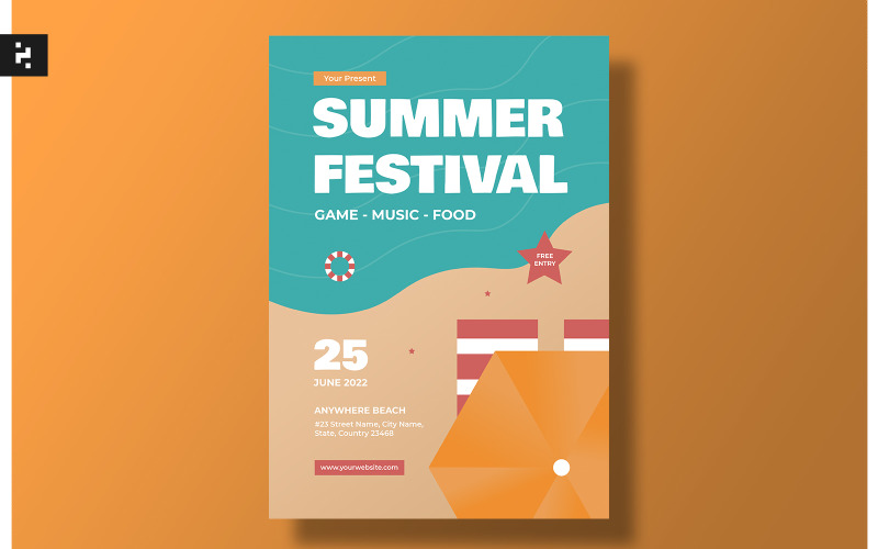 Літній фестиваль флаєр шаблон