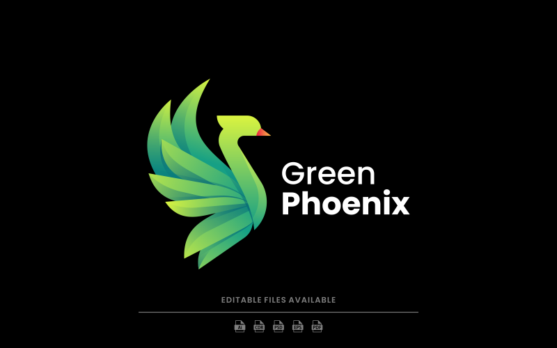 Logotipo degradado de fénix verde
