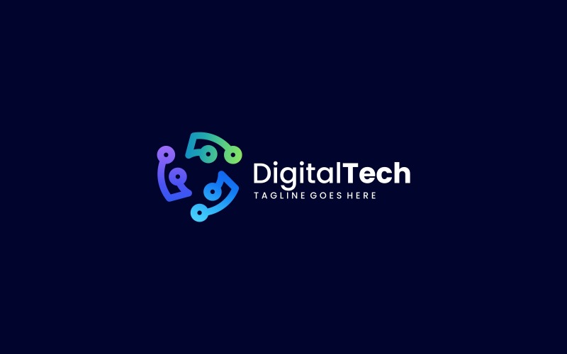Estilo de logotipo gradiente de linha de tecnologia digital