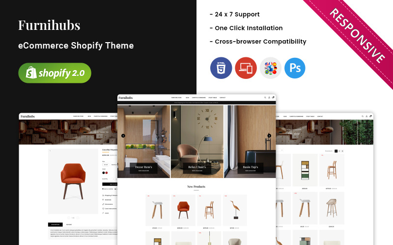 Furnihubs — адаптивная тема Shopify для мебели
