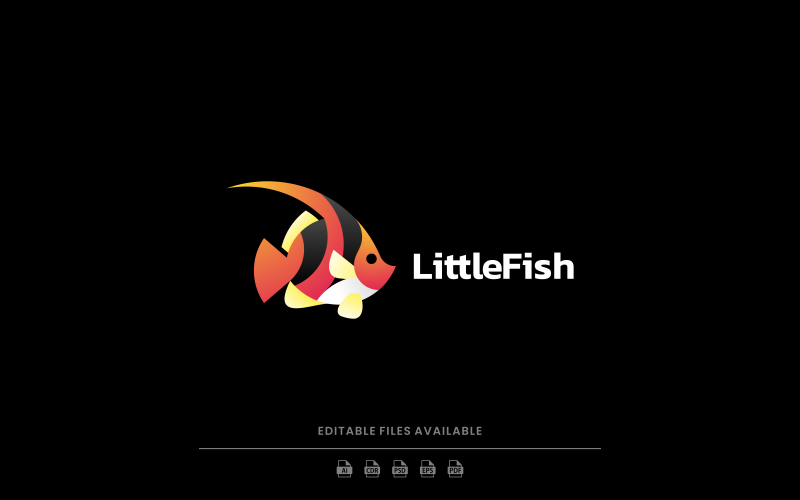 Градиентный логотип маленькой рыбки
