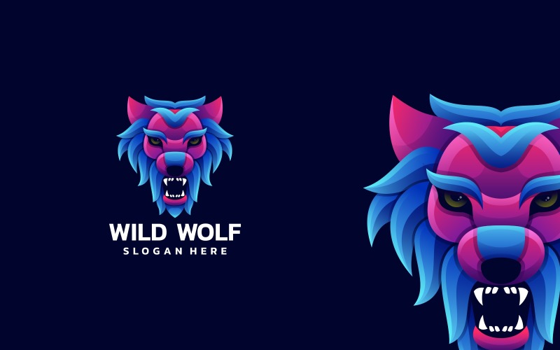 Logo coloré dégradé de loup sauvage