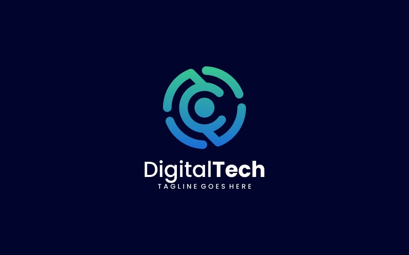 Logotipo de gradiente de linha de tecnologia digital