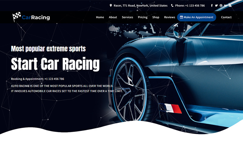 Racer - Car Racing Landing Page Template