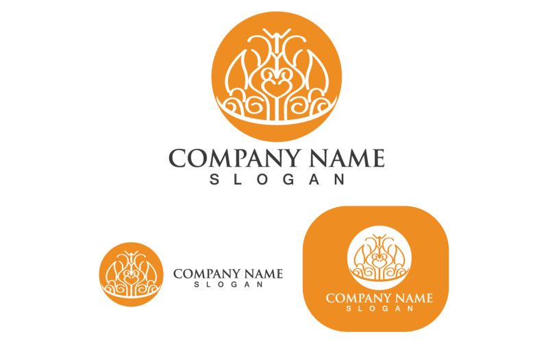 Crown Logotyp Mall Vector IconV8