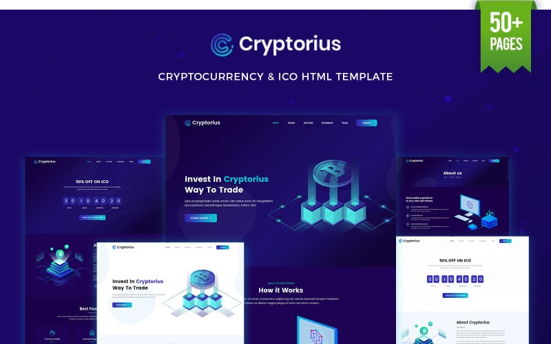 Cryptorius - ICO, Bitcoin and Cryptocurrency HTML Website Template