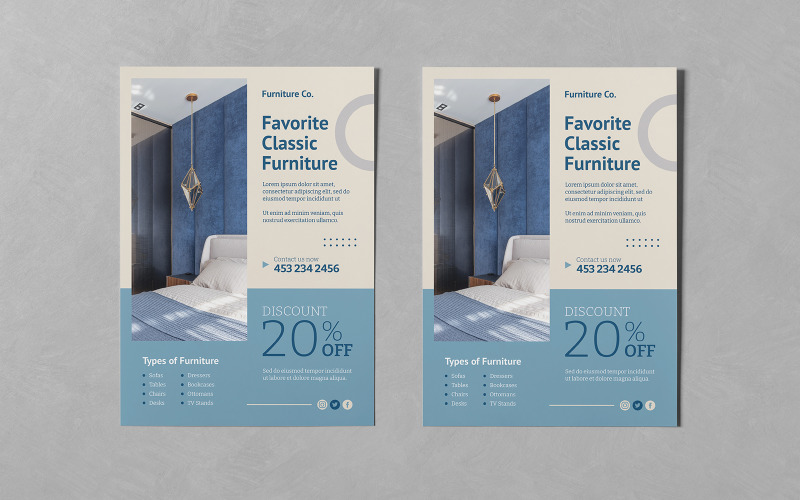 Flyer-Vorlagen für minimalistische Möbel