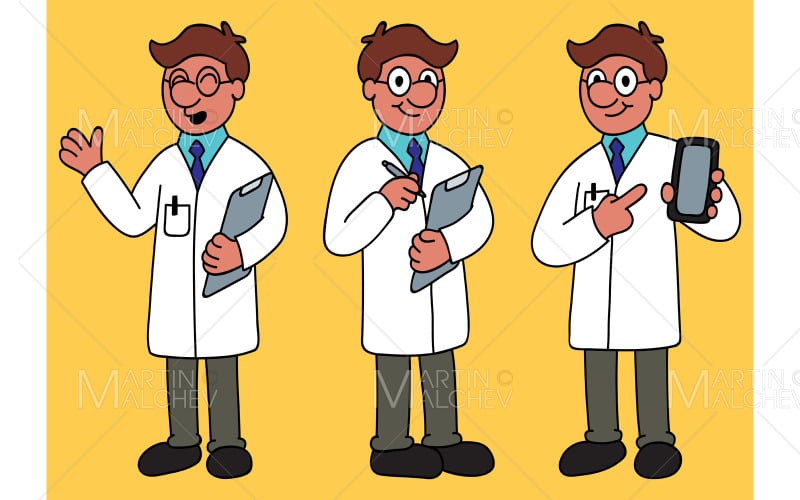 Conjunto de científico de dibujos animados Conjunto de científico de  dibujos animados