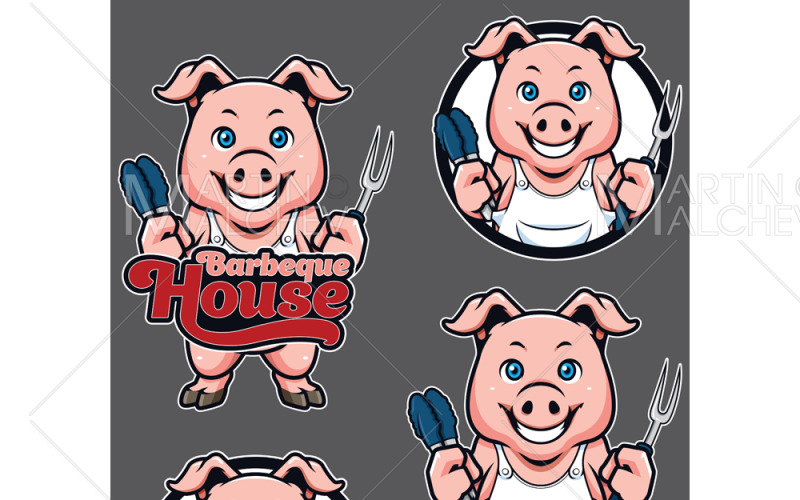 Illustration vectorielle de barbecue maison mascotte